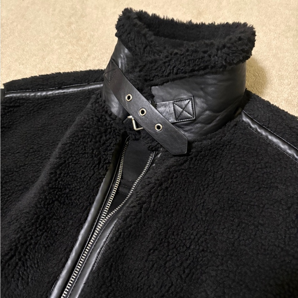 Thick Black Shearling Jacket - image 2